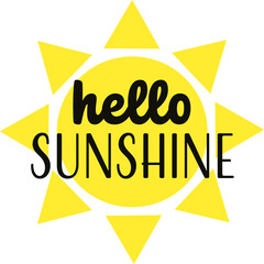 Digital png illustration of sun with hello sunshine text on transparent background © vectorfusionart