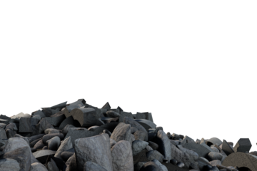 Digital png photo of broken rocks on transparent background