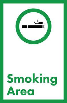 Digital png illustration of cigarette and smoking area text on transparent background