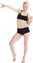 Fototapeta premium Digital png photo of caucasian woman exercising on transparent background