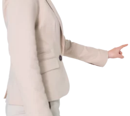 Rolgordijnen Aziatische plekken Digital png photo of mid section of asian businesswoman pointing finger on transparent background