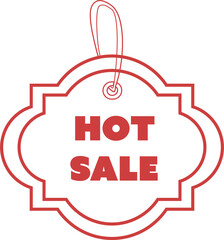 Digital png illustration of red label with hot sale text on transparent background