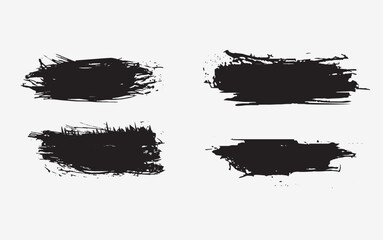 Black paint brush strokes vector