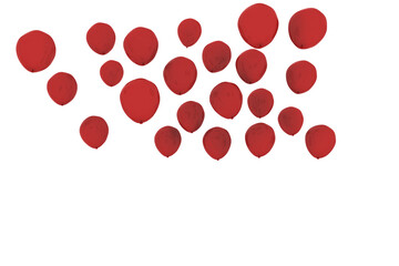 Digital png illustration of many of red balloons on transparent background