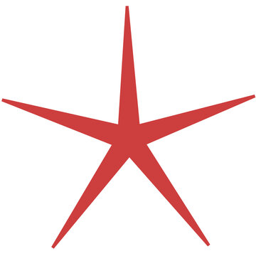 Digital png illustration of red thin star on transparent background