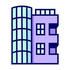 Vector illustration of buildings hotel and apartment, single icon in color style