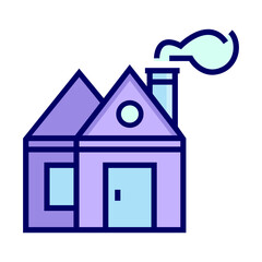 Vector illustration of home building with chimney, single icon in color style