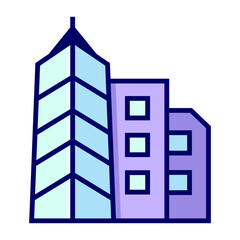 Vector illustration of buildings hotel and apartment, single icon in color style