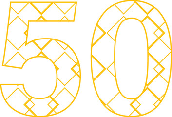 Digital png illustration of fifty birthday candle outline on transparent background