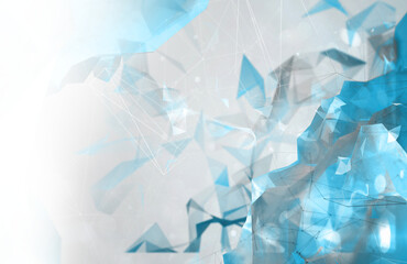 Digital png illustration of white and blue angular smoke with copy space on transparent background