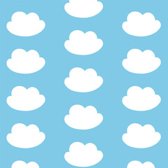 Seamless pattern background with cute clouds. Vector illustration for kids fabric, summer background, wallpaper, backdrop, picture frames, webpage.