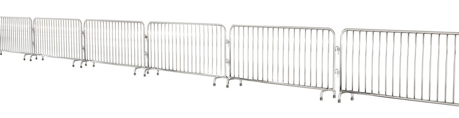 A transparent PNG features a solitary crowd control metal barrier for versatile use.