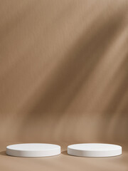 Fototapeta na wymiar Minimalist brown background with 3d podium product display background
