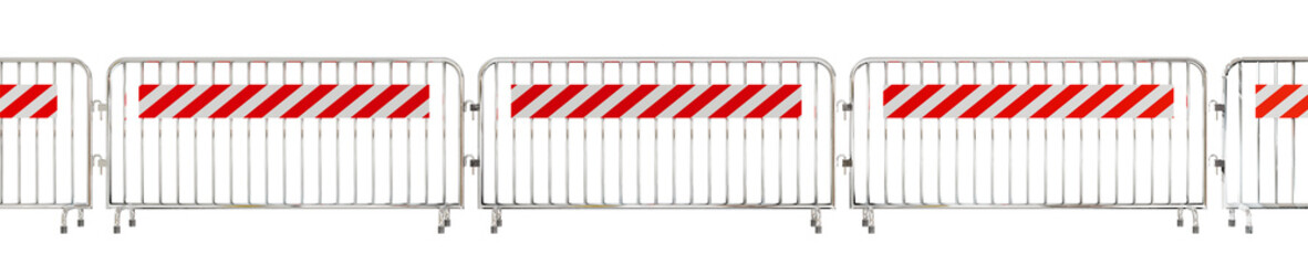 Fototapeta premium A crowd control metal barrier isolated and presented on a transparent background in PNG format.