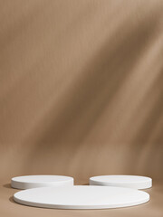 Fototapeta na wymiar Minimalist brown background with 3d podium product display background