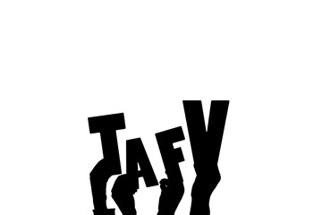 Digital png illustration of hands holding tafv text on transparent background