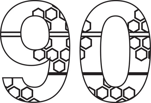 Digital png illustration of ninety birthday candle outline on transparent background