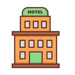  Hotel Service Icon Set Building