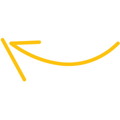 Digital png illustration of yellow arrow pointing left on transparent background