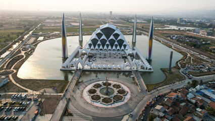 Aerial view show Al Jabbar Great Mosque a landmark and icon of West Java Province