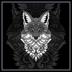 Monochrome Fox head mandala arts isolated on black background