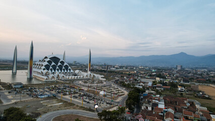 Aerial view show Al Jabbar Great Mosque a landmark and icon of West Java Province
