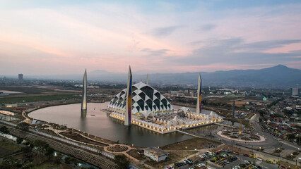 Aerial view show Al Jabbar Great Mosque a landmark and icon of West Java Province