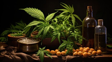 biomedical and organic canabis medicine, medicinal plants, CBD oil,