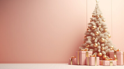 Rose gole tone, Christmas tree and Gife box in Chirstmas festival