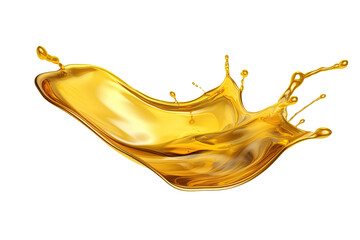 Olive or engine oil splash, Golden Cosmetic Liquid isolated on white background