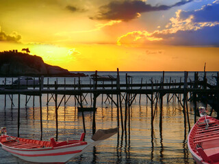 Fototapeta premium Traditional Thai wooden longtail boats on the Ko Tao Island.
