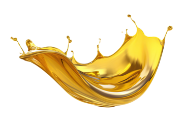 Olive or engine oil splash, Golden Cosmetic Liquid isolated on white background