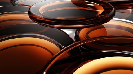 Obraz premium 3d circles glass brown clean background