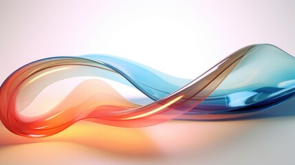 3d rendered Transparent glossy glass ribbon, glass wave