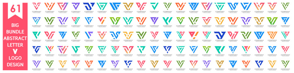 collection abstract letter V logo design. modern logotype V design with colorful. vector illustration