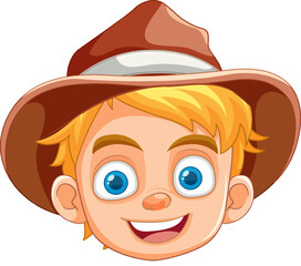 Happy Smiley Boy in Farmer Cowboy Hat