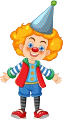 Fotobehang Kinderen Colorful Circus Clown Party with Cute Boy Cartoon Character