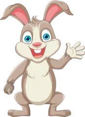 Fotobehang Kinderen Cheerful Rabbit Cartoon Character Smiling in Vector Illustration