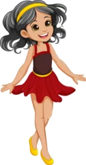 Fotobehang Kinderen Cute Girl Cartoon Character in Fairy Dress