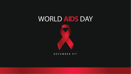 World aids day. Red ribbon symbol vector illustration. Suitable for banners, web, social media, greeting cards etc