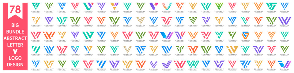 collection abstract letter V logo design. modern logotype V design with colorful. vector illustration