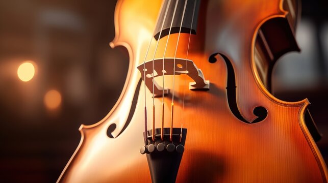 Close-up. Photo of cello and strings. beautiful and artistic