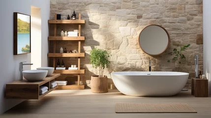 Foto op Plexiglas Modern white bathroom interior with furniture © Natalia S.