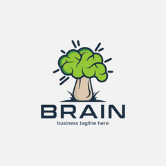 Brain Mushroom intellegent logo icon design element vector