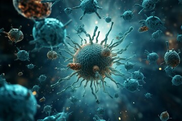 ウイルス・細菌に侵される人間のイメージ（COVID-19・コロナウイルス・インフルエンザ）	 - obrazy, fototapety, plakaty