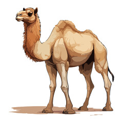 Camel animal in cartoon style on transparent background, Camel Stiker design.