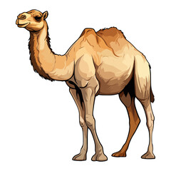 Camel animal in cartoon style on transparent background, Camel Stiker design.