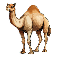 Camel animal in cartoon style on transparent background, Camel Stiker design.