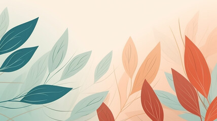 Fototapeta premium Minimalist abstract background with outline leaves with beautiful shadow