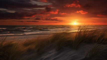 Beautiful sunset at the dune beach